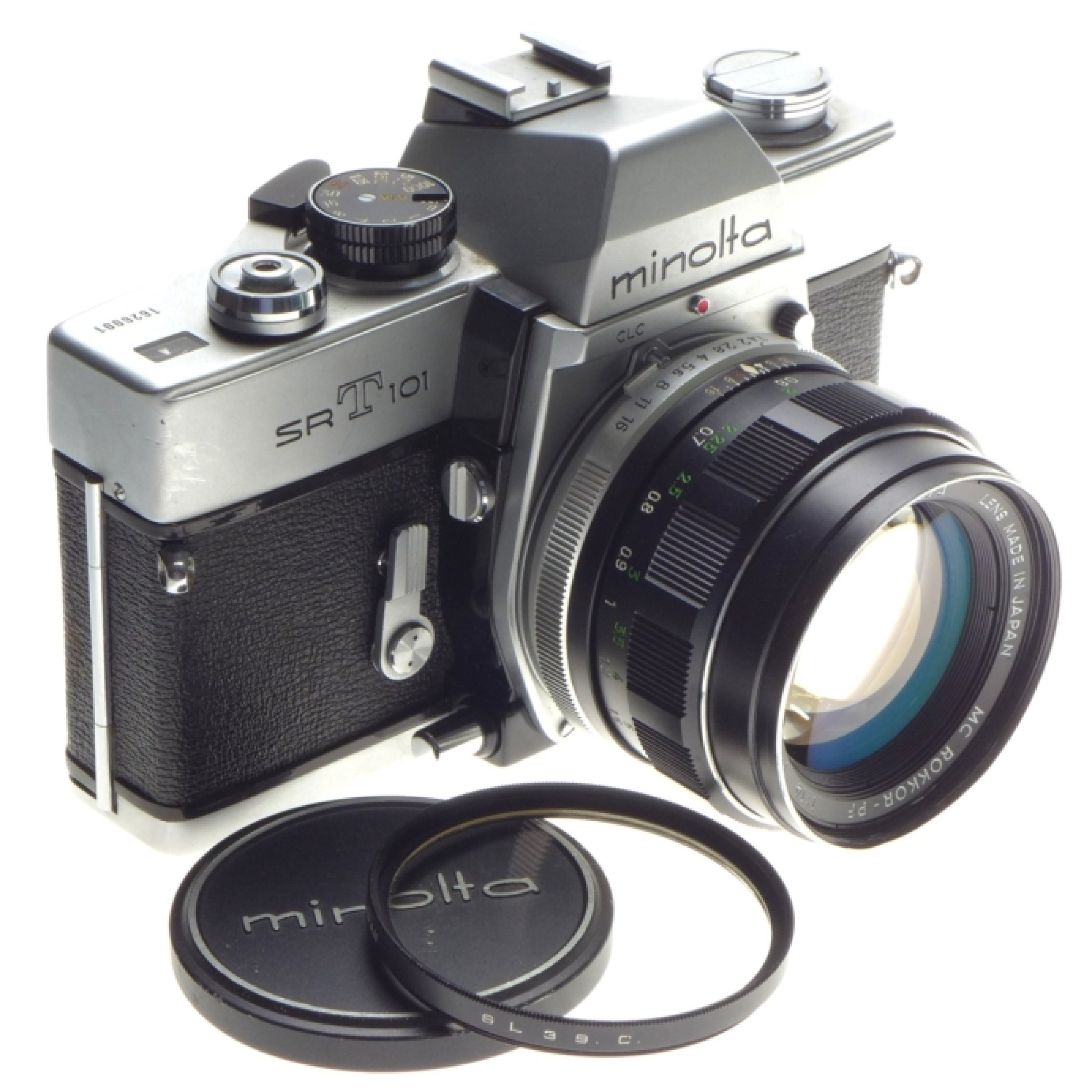 Minolta SRT101 SLR 35mm manual film camera MC Rokkor PF 1:1.4 f